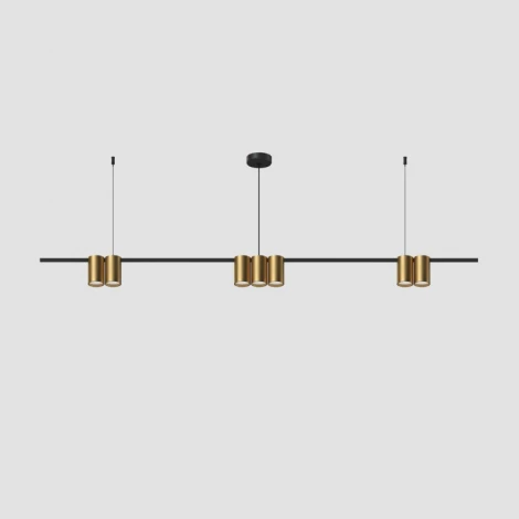Подвесной светильник Denkirs Orbit DK4063-BK+SG 7xGU10 LED до 15 Вт, черный + сатинированное золото (220V, на тросе)