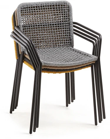 Стул уличный La Forma (ex Julia Grup) Ellen (Серый/ Металл,Веревка)