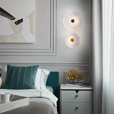 Светодиодный настенный светильник Eurosvet Thasos 40341 LED латунь с мраморным рассеивателем (220V, круглые)