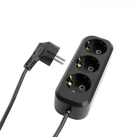Удлинитель 3-х местный без заземления 2 метра (черный) Stekker Home 50418