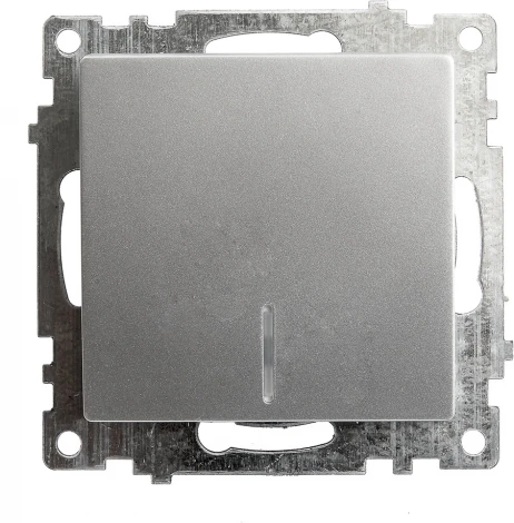 Выключатель одноклавишный с подсветкой (серебро) Stekker Катрин 39577