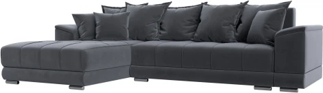 Диван угловой НордСтар левый угол (Серый/Велюр) Лига Диванов арт.121110L