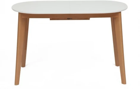 Стол обеденный раскладной BOSCO (Боско) основание бук, столешница мдф, 120+30*80см, Белый+Натуральный ( Бук) Tetchair 11257