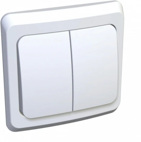 Выключатель встраиваемый двухклавишный с подсветкой (белый) Systeme Electric Этюд BC10-006B