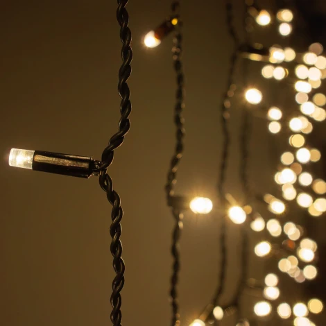 Гирлянда Занавес Облегченный c колпачком 2 x 1 м тепло-белый 220В, 200 LED, провод черный каучук 2,3мм, IP65 Laitcom ECO200NOT-1-2WW