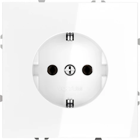 Розетка с заземлением (белый глянцевый) Voltum S70 VLS040101