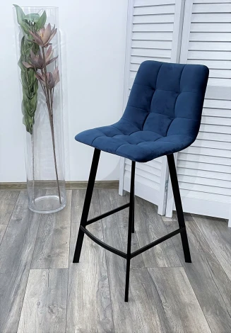 Полубарный стул CHILLI-QB SQUARE синий #29, велюр / черный каркас (H=66cm)