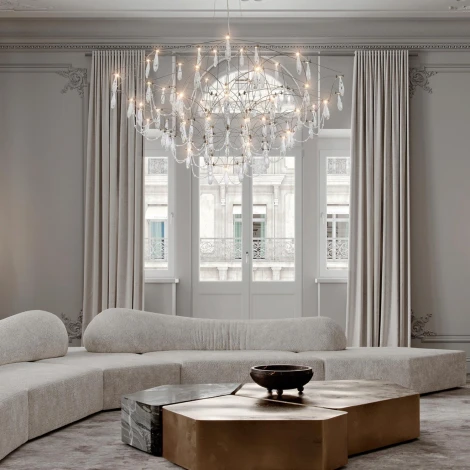 Подвесная люстра светодиодная хрустальная с пультом с регулировкой цветовой температуры Modelux MODELUX ML.5602.1200P СН