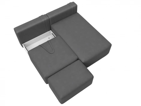 Диван угловой модульный с пуфом Лига-060 НПБ угол универсальный (ЛДСП,Брус,Фанера/Пластик/Замша/Серый) Лига Диванов 129691