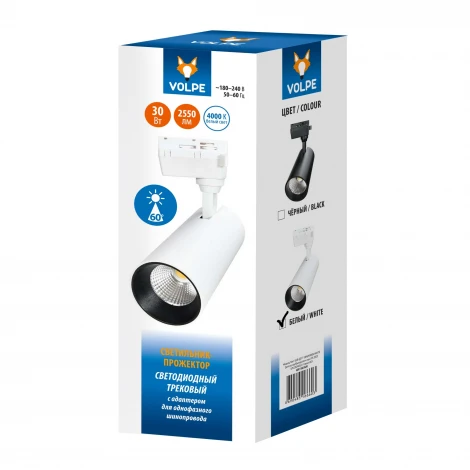 Трековый светильник однофазный, светодиодный 4000К 220V 30W Volpe ULB-Q277 ULB-Q277 30W/4000К WHITE