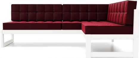 Диван Arsko угловой Сега У белая эмаль велюр бордовый