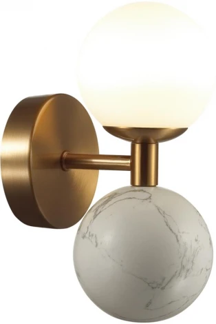 Бра Odeon Light Lolla 4359/6WL под латунь/металл/стекло/белый мрамор IP20 LED 1*6W 3000K 220V (шарики)