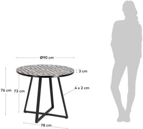 Стол уличный La Forma (ex Julia Grup) Tella (Белый,Черный/ Керамика,Сталь,Металл,Цемент)