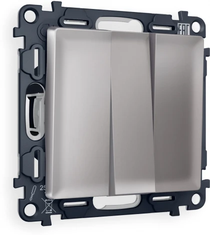 Комплект механизма Ambrella Volt 3-клавишного выключателя ALFA MA505010 Сталь матовый QUANT