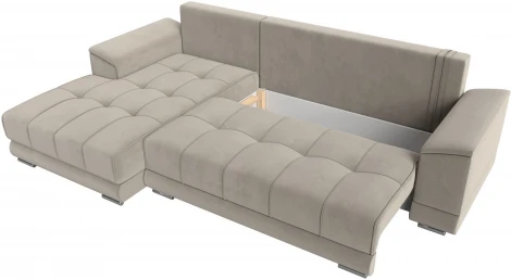 Диван угловой НордСтар левый угол (Бежевый/Микровельвет) Лига Диванов арт.121113L