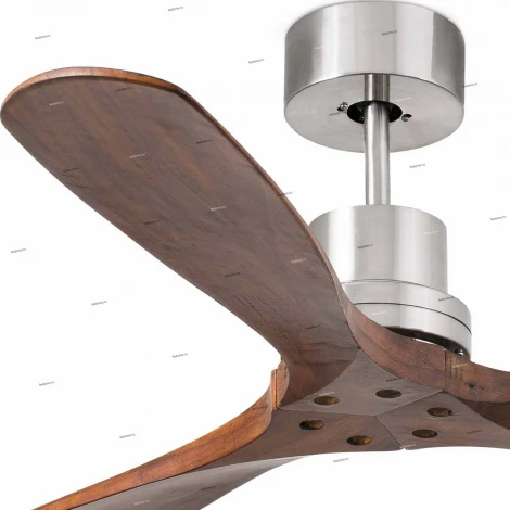 Вентилятор потолочный с пультом управления Faro Lantau, 3 лопасти, никель, орех