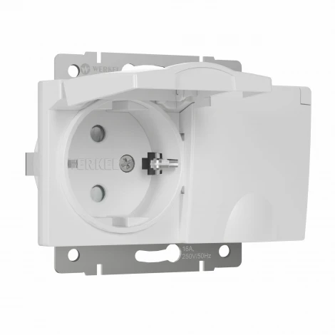 Розетка двойная влагозащ. с зазем. с защит. крышками и шторками (белый) Werkel W1172201 (a057276)