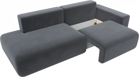 Диван прямой Лига-036 НПБ Модерн подлокотник справа (Серый/Велюр) Лига Диванов арт.121344