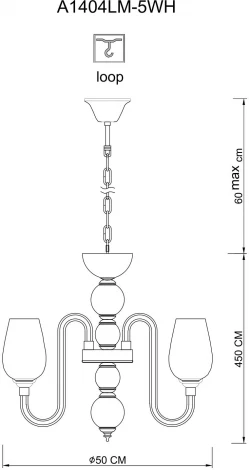 Подвесная люстра Arte Lamp Lavinia A1404LM-5WH