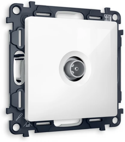 Комплект механизма Ambrella Volt TV розетки проходной ALFA MA113030 Белый глянец 5-1000 MHz 4dB QUANT