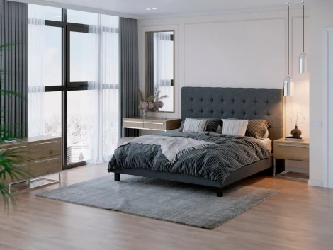 PROxSON Кровать Madrid Boxspring Lift (Ткань: Рогожка Savana Grey (серый)) 200x200