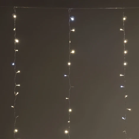 Гирлянда Занавес Облегченный 5,5 x 3 м тепло-белый с мерцанием белого диода 220В, 360 LED, провод прозрачный ПВХ, IP54 Laitcom PCL360NOTBLW-10-2WW