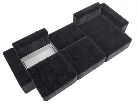 Диван угловой Лига-074 угол универсальный (ДСП/Пластик/Велюр/Темно-серый) Лига Диванов 129870