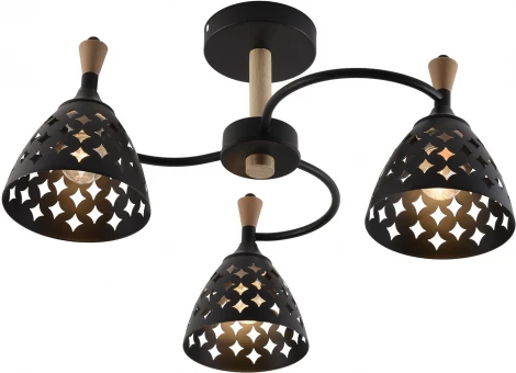 Потолочная люстра на штанге Reluce 01515-0.3-03 BK+WOOD (220V)