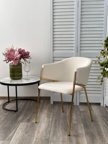 Стул DILL MOMO-01 молочный, велюр беспальчиковый"/ золотой каркас М-City 629M05375"