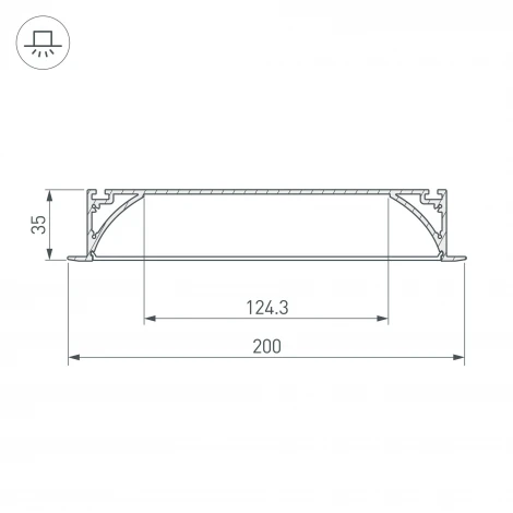 Профиль с экраном ARH-POWER-W200-F-2000 ANOD (Алюминий) 027916 Arlight