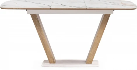 Стол на тумбе Петир (Петир 120(160)х80х75 gilt white / дуб монтана) Woodville арт.588013