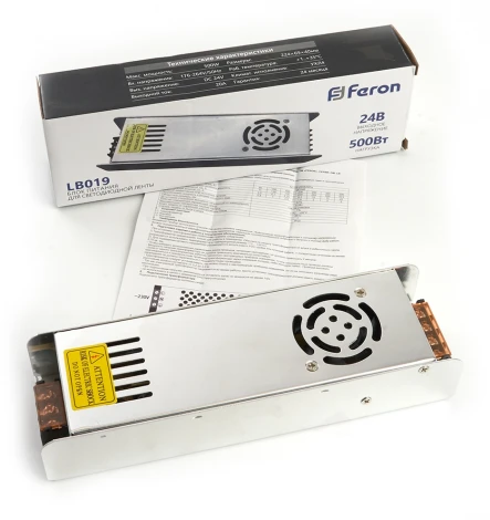 Трансформатор для светодиодной ленты 500W 24V (драйвер) Feron LB019 48049