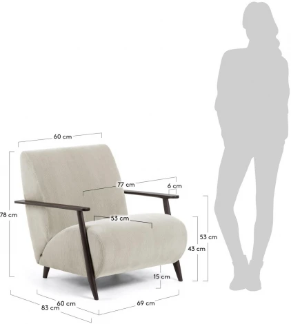 Кресло La Forma (ex Julia Grup) Meghan (Венге,Бежевый/ Ясень,ДСП,Дерево,Сосна,Пена,Пенополиуретан,Камень)