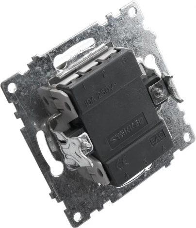 Выключатель двухклавишный с подсветкой (серебро) Stekker Катрин 39579