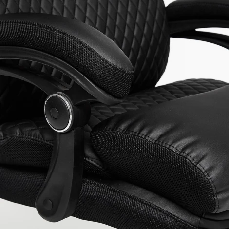 Кресло CHIEF кож/зам/ткань, черный/черный стеганный/черный, 36-6/36-6/11 Tetchair 12851