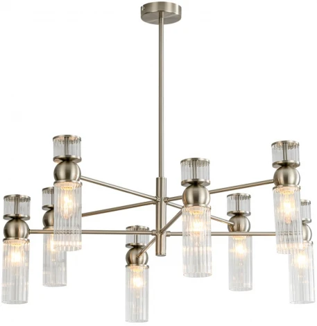 Потолочная люстра на штанге Lumion Denver 8277/8 сатин никель/прозрачный, металл/стекло Е14 8*40W 220V