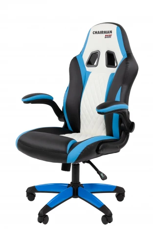 Кресло Chairman game 15 Россия экокожа черный/голубой/белый 7213475