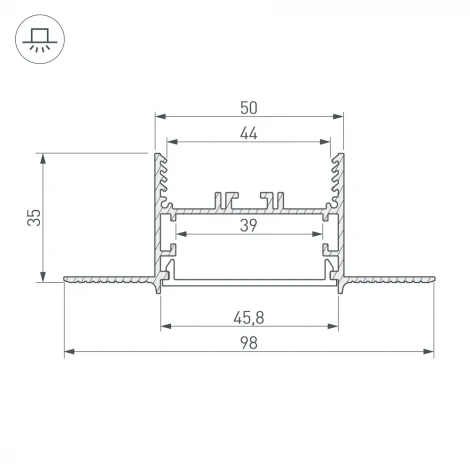 Профиль SL-LINIA45-FANTOM-2000 ANOD (Алюминий) 027160 Arlight FANTOM