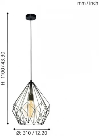 Подвесной светильник Eglo Carlton 49257 (220V, на проводе)