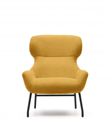 Belina Кресло из горчичной ткани букле и стали с черной отделкой La Forma (ex Julia Grup) арт.178034