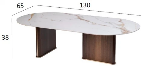 Стол журнальный овальный иск.камень белый 130*65*38см Garda Decor арт.76AR-501L-STOL/ZH