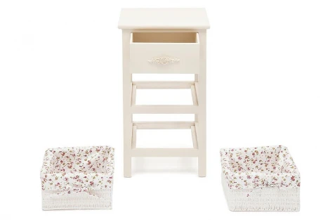 Тумба с 2 корзинами и ящиком Secret De Maison FANTASIE 3 ( mod. 4326 ) butter white (слоновая кость) (дерево павловния, мдф)