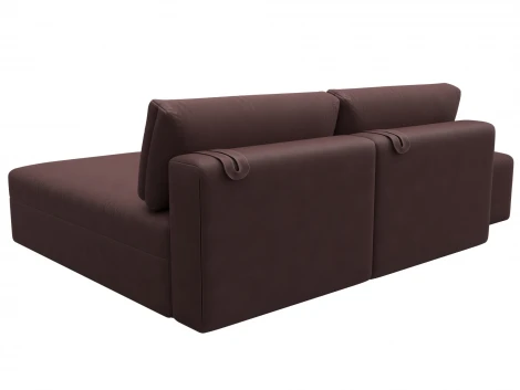 Диван угловой модульный с пуфом Лига-060 НПБ угол универсальный (ЛДСП,Брус,Фанера/Пластик/Замша/Бордовый) Лига Диванов 129689