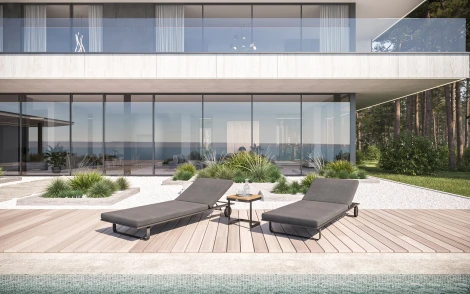 Шезлонг Gardenini Premium Hacienda (Алюминий,Ткань/Темно-серый) арт.SPHCD.010800.N1