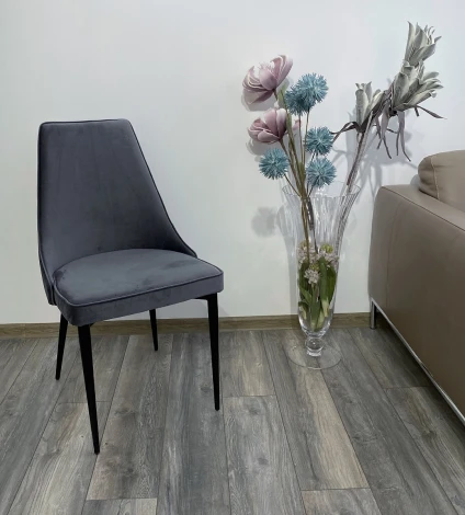 Обеденный стул M-City NEPAL-P СЕРЫЙ #27, велюр/ черный каркас