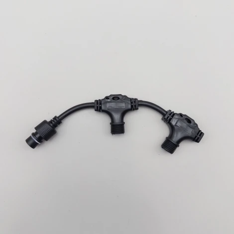 Разветвитель 2-х лучевой для Бахромы, Занавесов и Нитей 220В без возможности управления, Провод Черный Каучук, IP65 Laitcom LLR2-1