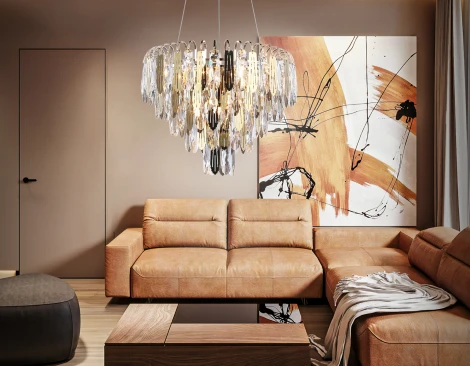 Подвесная люстра каскадная Ambrella TRADITIONAL TR5256 (220V, хрусталь, на тросе)