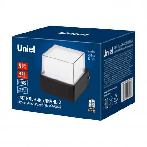 Настенный уличный светильник 4000K Uniel ULU-P25A-5W/4000K IP65 BLACK