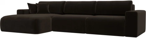 Диван угловой Лига-036 НПБ Классик Лонг левый угол (Коричневый/Микровельвет) Лига Диванов арт.121383L