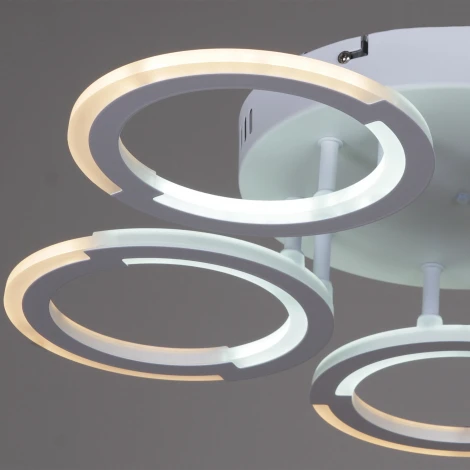 Потолочная люстра светодиодная на штанге с пультом и регулировкой цветовой температуры Reluce 09820-3.3-05 WH (ночной режим, 220V, круглые)